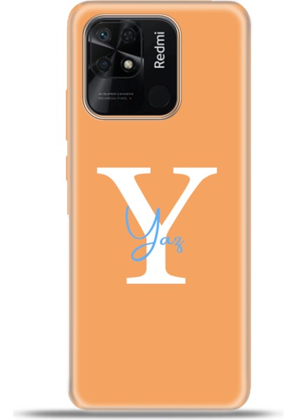 Xiaomi Redmi 10C Kılıf Silikon Esnek Kamera Koruma Kişiye Özel Isim Harf Zao Turuncu - Y