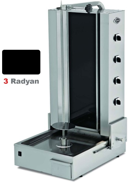 EMP.DN.210 Camlı Döner Ocağı Alttan Motorlu 3 Radyanlı Gazlı - Lpgli