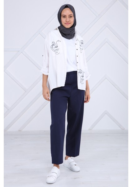 Kadın Beli Lastikli Pileli Pantolon 5272