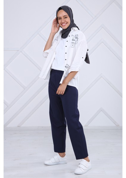 Kadın Beli Lastikli Pileli Pantolon 5272