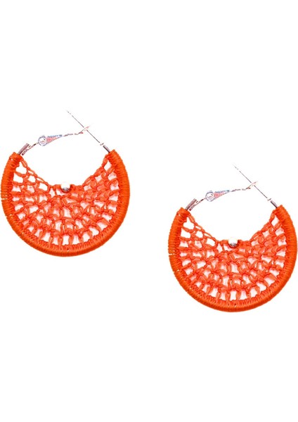 Turuncu Tığ İşi Halka Küpe