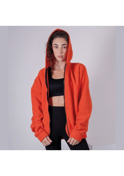 Kadın Erkek Fermuarlı Kapşonlu Polar Sweatshirt