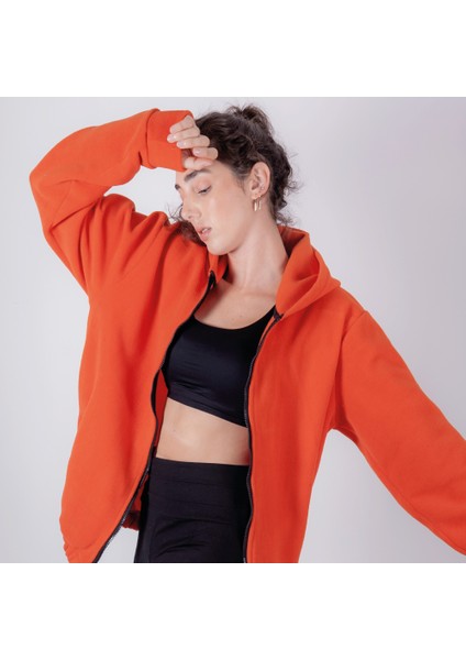 Kadın Erkek Fermuarlı Kapşonlu Polar Sweatshirt