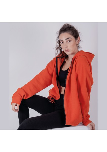 Kadın Erkek Fermuarlı Kapşonlu Polar Sweatshirt