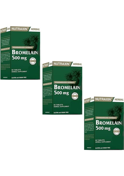 Bromelain 500 mg 60 Tablet x 3 Adet