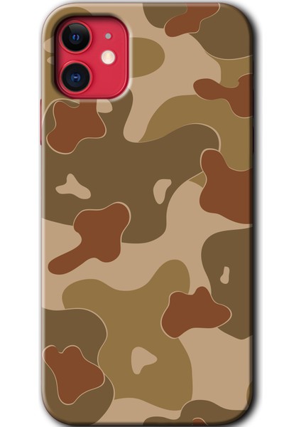 Apple iPhone 11 Kılıf Hd Desen Baskılı Arka Kapak + Kırılmaz Cam - Kamuflaj 10