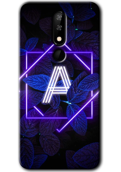 Casper Via P3 Kılıf Hd Desen Baskılı Arka Kapak - Dark Neon Yaprak A Harfi