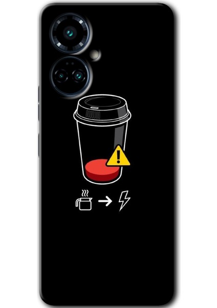 Tecno Camon 19 Pro Uyumlu Kılıf Hd Desen Baskılı Arka Kapak - Coffee Battery