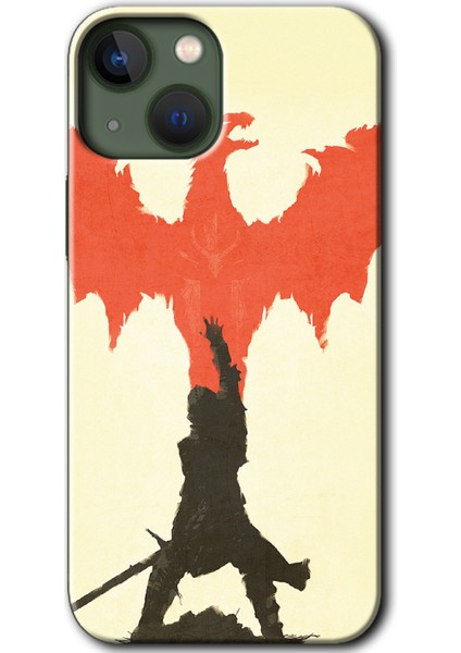Apple iPhone 13 Kılıf Hd Desen Baskılı Arka Kapak + Kırılmaz Cam - Dragon Hunter 1