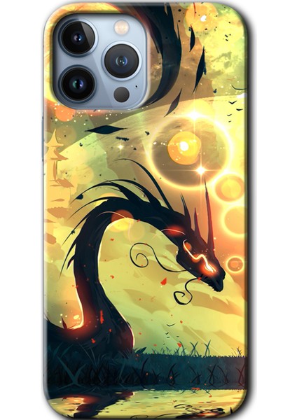 Apple iPhone 13 Pro Kılıf Hd Desen Baskılı Arka Kapak + Kırılmaz Cam - Digital Dragon