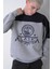 Erkek Gri Alaska Baskı Bisiklet Yaka Oversize Sweatshirt 5