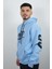 Erkek Kapüşonlu Polar Sweatshirt Wid Açık Mavi 2