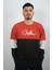 Erkek Sıfır Yaka Çizgili Sweatshirt Creattion Turuncu 1