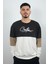 Erkek Sıfır Yaka Çizgili Sweatshirt Creattion Füme 1