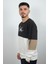 Erkek Sıfır Yaka Çizgili Sweatshirt Creattion Füme 2