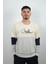 Erkek Sıfır Yaka Çizgili Sweatshirt Creattion Krem 1