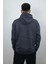 Erkek Kapüşonlu ve Önden Cepli Düz Polar Sweatshirt Antrasit 3