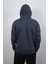 Erkek Kapüşonlu ve Önden Cepli Düz Polar Sweatshirt Antrasit 4