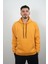 Erkek Kapüşonlu ve Önden Cepli Düz Polar Sweatshirt Sarı 1