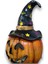 Halloween Cadılar Bayramı Şapkalı Balkabak Heykeli Balkabağı Biblo 30 cm 2