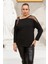 Omuz Detaylı Siyah Büyük Beden Bluz 1