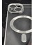 iPhone 14 Uyumlu Magsafe Özellikli Gümüş Gri Silver Renkli Kenarlı Lazerli Şeffaf Kılıf Lens Korumalı 2