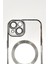 iPhone 14 Uyumlu Magsafe Özellikli Gümüş Gri Silver Renkli Kenarlı Lazerli Şeffaf Kılıf Lens Korumalı 5