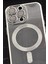 iPhone 14 Pro Uyumlu Magsafe Özellikli Gümüş Gri Silver Renkli Kenarlı Lazerli Şeffaf Kılıf Lens Korumalı 2