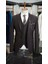 Erkek Slim Fit Italyan Kesim Kırlangıç Yaka Ceket Yelek Pantolon Takım Elbise-Acı Kahve 2