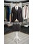 Erkek Slim Fit Italyan Kesim Kırlangıç Yaka Ceket Yelek Pantolon Takım Elbise-Acı Kahve 4