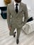 Erkek Kruvaze Takım Elbise Italyan Kesim Slim Fit Ceket Pantolon-Sütlü Kahve 3