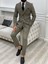 Erkek Kruvaze Takım Elbise Italyan Kesim Slim Fit Ceket Pantolon-Sütlü Kahve 4