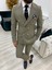 Erkek Kruvaze Takım Elbise Italyan Kesim Slim Fit Ceket Pantolon-Sütlü Kahve 5