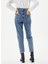 Koton Normal Bel Boru Paça Dar Koyu Indigo Kadın Denim Pantolon 4WAL40004MD 4