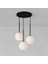 Metal Modern Siyah Yuvarlak 3 Lü Opal Camlı Avize 1