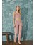 Kadın Crop Fransız Kadife Sabahlıklı Dantel Detaylı Bralet Pijama Takımı 3lü Set 3