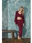 Kadın Crop Fransız Kadife Sabahlıklı Dantel Detaylı Bralet Pijama Takımı 3lü Set 2