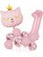 Taçlı Pembe Kedi 1 Yaş Folyo Balon Set 1