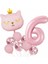 Taçlı Pembe Kedi 6 Yaş Folyo Balon Set 1