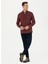 Slim Fit Düğmeli Yaka Bordo Erkek Gömlek AKIS023K 4