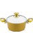 Astoria Seramik Tencere 18X10 cm - Cam Kapaklı-Altın Renk 1