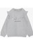 Kız Çocuk Sweatshirt Pullu Simli Yazı Baskılı 3-8 Yaş, Açık Gri Melanj 1