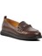 44280 Kahve Deri Kadın Loafer Ayakkabı 3