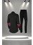 Büyük Beden Kadın Siyah Supra Penye Kumaş Özel Tasarım Eşofman Takımı (4XL-10XL) 4