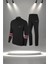 Büyük Beden Kadın Siyah Supra Penye Kumaş Rahat Kesim Eşofman Takımı (4XL-10XL) 1