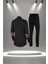 Büyük Beden Kadın Siyah Supra Penye Kumaş Rahat Kesim Eşofman Takımı (4XL-10XL) 4