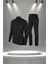 Büyük Beden Kadın Siyah Supra Penye Kumaş Antrenman ve Koşu Eşofman Seti (4XL-10XL) 1