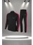 Büyük Beden Kadın Siyah Supra Penye Kumaş Fermuarlı Fit Eşofman Takımı (4XL-10XL) 1