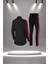 Büyük Beden Kadın Siyah Supra Penye Kumaş Fermuarlı Fit Eşofman Takımı (4XL-10XL) 4