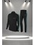 Büyük Beden Kadın Siyah Supra Penye Kumaş Konforlu Koşu ve Antrenman Eşofman Seti (4XL-10XL) 1